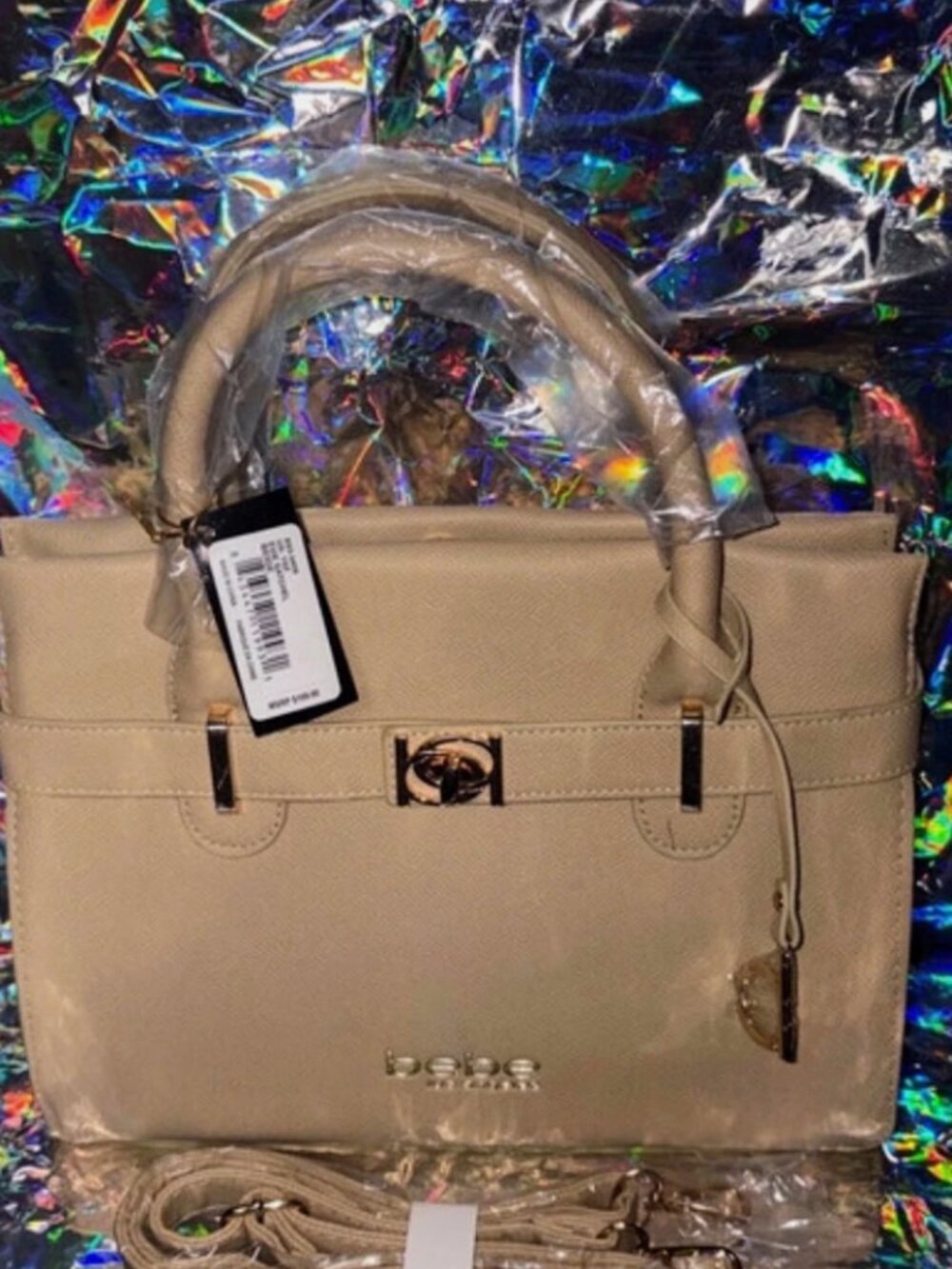 BEBE Women Bag | Evie Satchel | Beige | Retail price $100